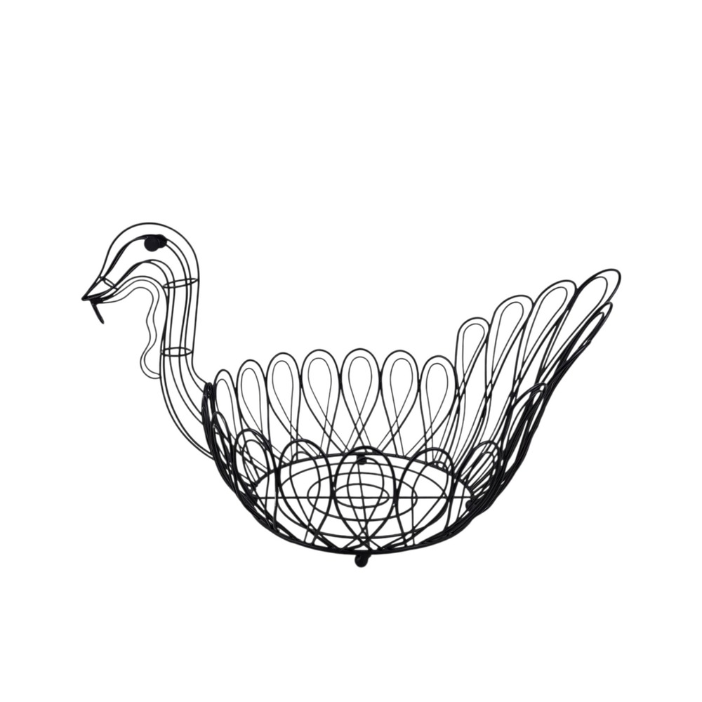 Vintage Black Metal Wire Turkey Basket Thanksgiving Decor Fruit Bowl Farmhouse